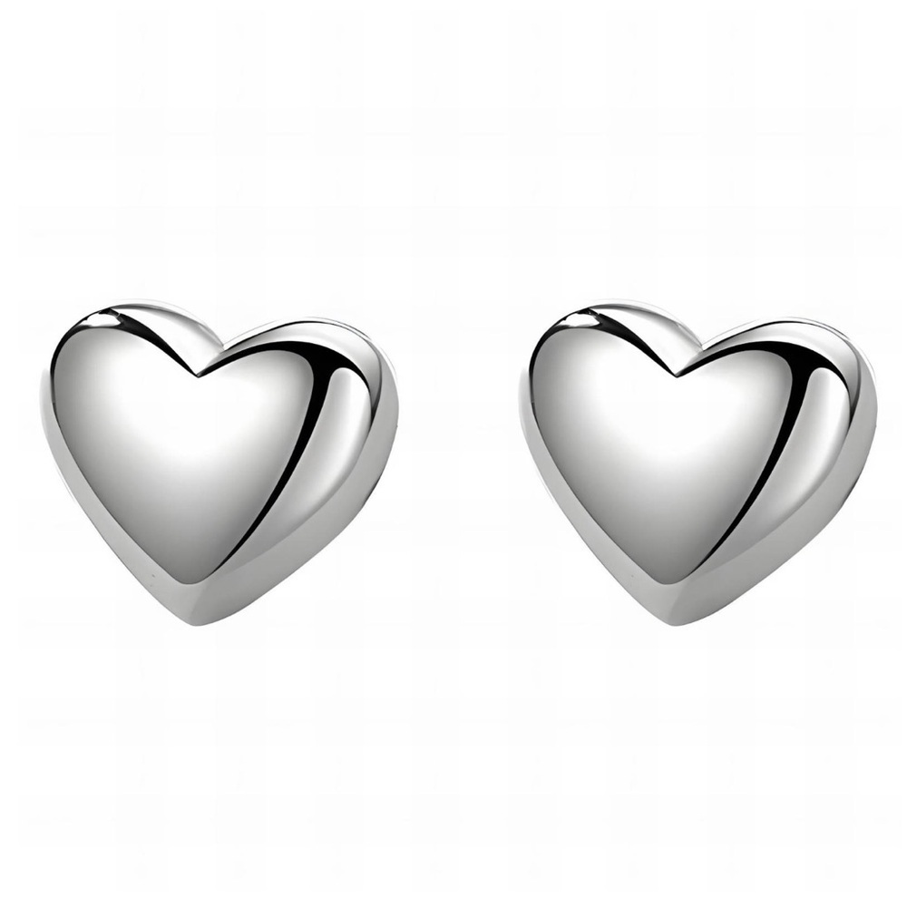 Silver Heart Stud Earrings Stainless Steel Waterproof